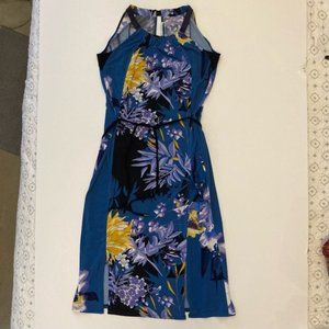 Tahari Blue Floral Midi Dress Size: XS